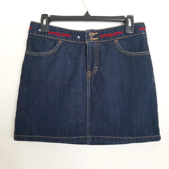 Tommy Jeans Denim SpellOut Mini Button Front Skirt - Picture 1 of 13